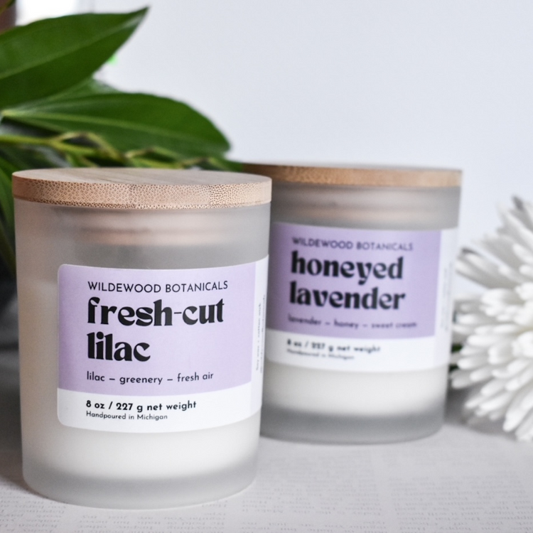 fresh-cut lilac and honeyed lavender spring scents by wildewood botanicals