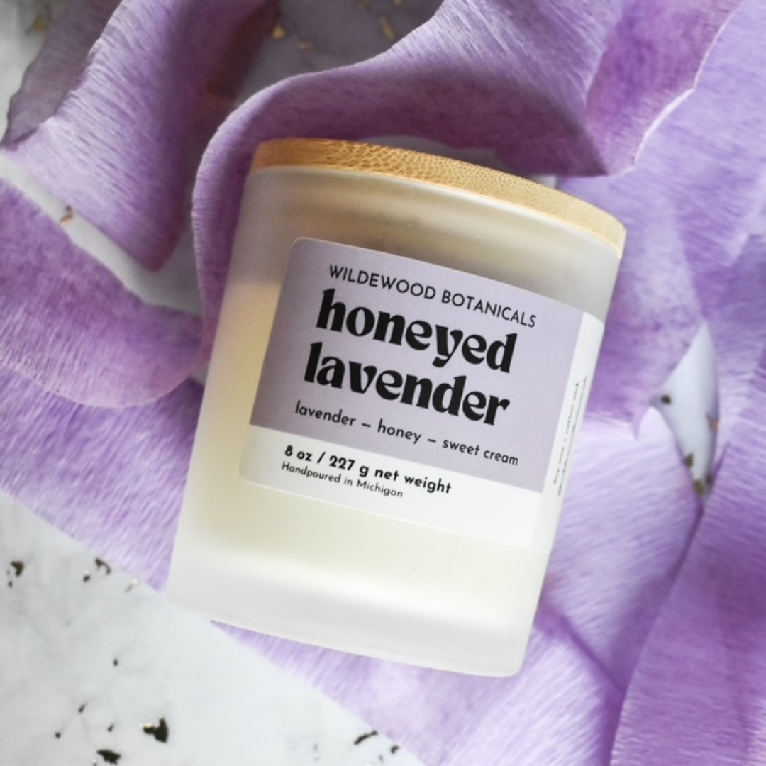 honeyed lavender soy candle by wildewood botanicals